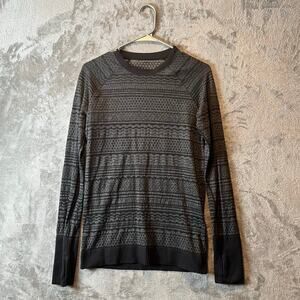 Lululemon‎ Rest Less Pullover Black White Stretchy Top Women's Size 8